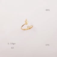 Gold Ring Alphabeth Letters I K375 / 9k Ubs Ha