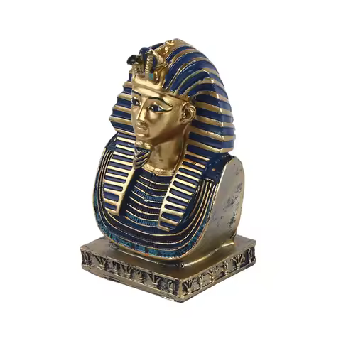 Egyptian Pharaoh Head Ornament Resin Decoration Africa Cleopatra Mummy Pyramid Desktop Living Room D