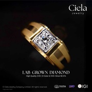 Men's Diamond Ring Two-Tone 0.40 CT Lab Grown (CVD) Cert. IGI Water 100 VVS2 | Silver l Ciela Jewelr