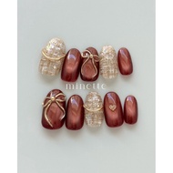 [ BYLAW.NAILS ] Red Ribbon Nails | PREMIUM FAKE NAILS | PRESS ON NAILS | GRADUATION FAKE NAILS | WEE
