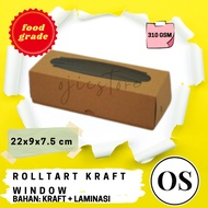 Dus Kraft Rolltart Window With Lamination 22x9x7.5 CM 310gsm For brownies, Cakes, hampers