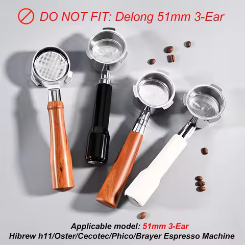 51mm 3 ears Bottomless Coffee Portafilter For Homix H11 Oster Cecotec Hibrew Espresso Machine Stainl