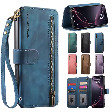7 Card Zip Phone Case for OPPO Find X8S X5 Reno 12 13F 10 8 7 6 Pro Plus 8T 8Z 6Z Sunjolly Stand Ret