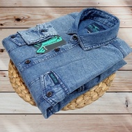KEMEJA Jumbo denim jeans shirt size 2XL-4XL long sleeve