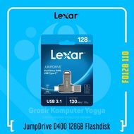 Lexar JumpDrive D400 128GB USB 3.1 & Type-C Flash Drive Flashdisk