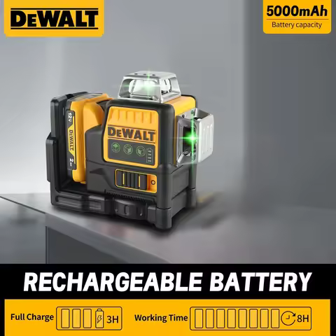 DEWALT DW089LG Self Levelling Green Beam Laser 12 Lines 3x360° with Li Ion Battery Precision Measure