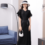 Japan Issey Miyake Niche Unique Chic French Short Shirt Top Summer Womens High-end Pleated V-neck Sh