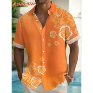 Fun Cat Pattern Lapel Shirt For Men Colorful Geometry 3D Print Hawaiian Shirts Fashion Short Sleeve 