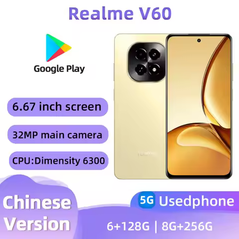 RealmeV60 5G LargeBattery 32MP MTK6300 Realme UI 6.67-inches used phone