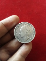 Koin Perak Kuno Wilhelmina 1 Gulden th.1929