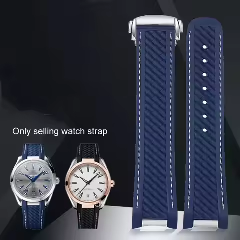 20mm Watchband For Omega SEAMASTER 300 AT150 DE VILLE SPEEDMASTER Soft Silicone Rubber Strap Blue Wa