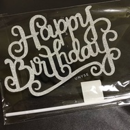 [ Silver ] Happy Birthday Cake Toppers calligraphy words/ Cake Flag / Banner