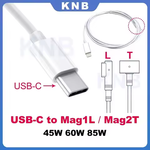 Type-C USB-C to Magsafe 1/ 2 Fast Charging Cable Magnetic L / T-Head for MacBook Air Pro 45W 60W 85W