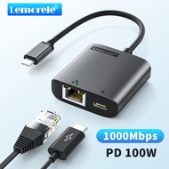 Lemorel TC35 อะแดปเตอร์ USB C เป็นอีเธอร์เน็ตพร้อมการชาร์จอะแดปเตอร์ USB C เป็น RJ45LAN พร้อมอะแดปเต