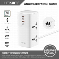 LDNIO SC4383 Stop Kontak 4 Socket Desktop Power Strip Adapter Universal Multifunction EU Plug 2500Wa