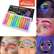 UV Glow Face Paint 12 Colors Sticks - Neon Blacklight Body Paint