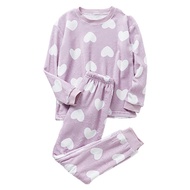 日本 Ho-ho kids - 溫暖絨毛感長袖兒童睡衣/家居服-愛心-粉紫