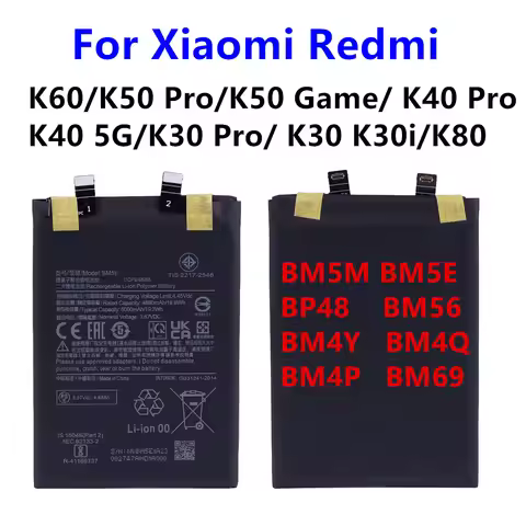 BM69 BM4P BP48 BM4Y BM5E BM5M BM56 BM4Q Battery For Xiaomi Redmi K30 K30i K40 K50 Pro K60 K80 Poco F