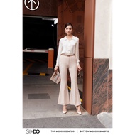 Quần công sở nữ ống loe xẻ bên SIXDO (Beige Flared Woven Pants)