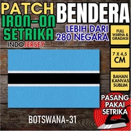 Indojersey Patch Flag BOTSWANA BOSWANA Iron-On Canvas Sublimation Square Box 7 x 4.5 cm T-shirt Jers