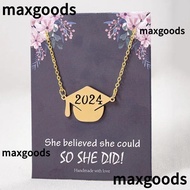 MAXGOODS1 Pendant Necklace, Graduation Graduation Cap Graduation Cap, Gifts Stainless Steel Card 2024 Jewelry Accessories Students