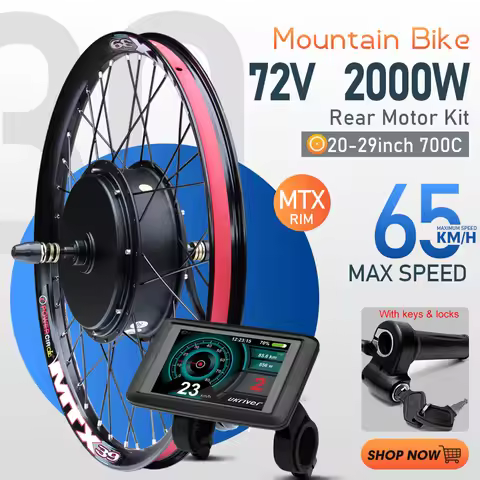 MTX Rim 27.5in 72V 2000W Electric Bicycle Conversion Kit UKC1 Brushless Rear Hub Motor Wheel For Ele