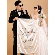SAVE THE DATE WEDDING CLOTH BANNER CUSTOMsatin