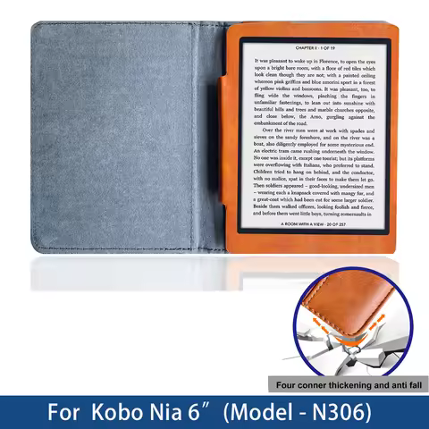 Cases For Kobo Nia 6"(Model - N306) Ebook Leather Cover Adsorption Closure Protective Cases Auto Sle