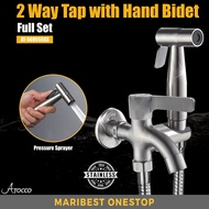 AT-569555SS Full Set Stainless Steel Two Way Tap Bathroom Two Way Faucet Water Tap Hand Bidet Spray 