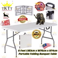 TKTT ™️ Asoga 6 Feet Rectangle Foldable Banquet Table Portable Oblong Briefcase Study Table Meja Lip
