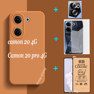 (4in1) For Tecno Camon 20 pro Tecno Camon20 4G Tecno Camon 20 Pro 5G Mobile Phone Case Official Original Liquid Silicone Cover Soft Case+Ceramic membrane+Back Film+Lens Film