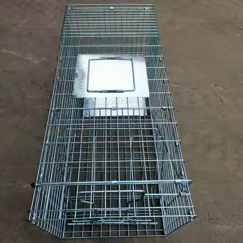 FOLDABLE Reusable Bait Snap treadplate Catching rescuing rabbit cat Weasel cage animal cat trap cage