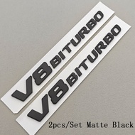 2pcs 3D ABS Car Letter Logo V8 BITURBO Sticker Fender Side Badge Emblem Decal For Mercedes Benz G63 