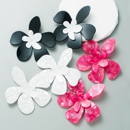 Exaggerated Trendy Unique Acrylic Stitching Flower Earrings Niche Exaggerated Earrings Female Retro 