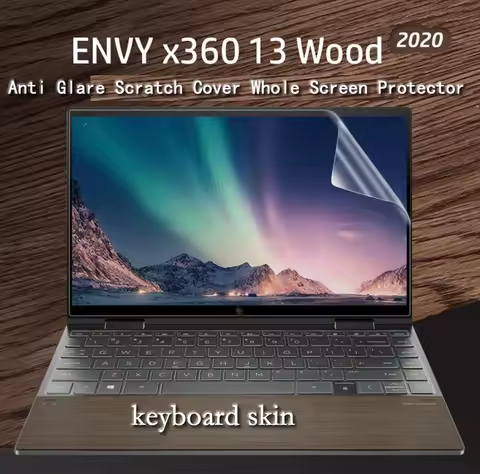 Anti-Glare Scratch Cover Whole Screen Guard + Keyboard Protector for HP ENVY X360 13 Wood 13-ay0115A