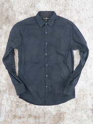 Regular Fit Printed Button-Down Shirt with Collar and Long Sleeves - Size S/M