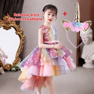 Unicorn Dress for kids girls 7 years old with unicorn headband Sequins Christmas Mermaid Dress Child