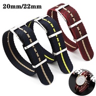 20mm 22mm Premium Woven Nylon Strap Nato Style Zulu Watch Band for Tudor for Rolex Replacement Wristband Striped Military Bracelet