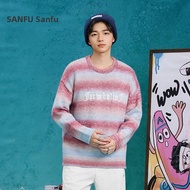 SANFU | Áo Sweater Thêu Tiếng Anh Sọc Degrade