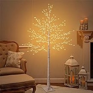 6ft Lighted Birch Tree, Lighted Christmas Tree, 440LED Warm 8 Lighting Modes Artificial Plant White Christmas Tree Halloween Tree Twinkling Lighted Trees for Decoration Inside (Outdoor Solar)