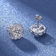 Petchara Jewelry ต่างหูเพชรโมอีส 50 ตังค์ เงินแท้ S925 น้ำ 100-98 D-VVS1 : D3011