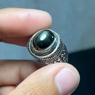 Star Sapphire Ring Blacknatural White Star EffectBINTANG 12x10 Alpaca Anti-Rust Size 5-13