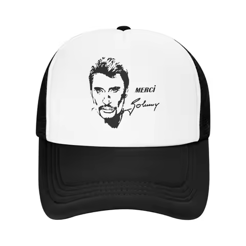 French Rock Legend Johnny Hallyday Trucker Hat Adult Adjustable Baseball Cap Men Women Sun Protectio