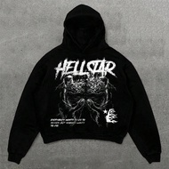 เสื้อฮู้ด พิมพ์ลาย HELLSTAR ชายแนว Street Fashion สไตล์ Grunge สีเข้ม