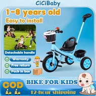 3 wheels Bike for kids boy and girl Stroller bike for baby with seat belt and basket for 1-8 year
