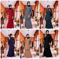 set baju kurung fashion Cromocreep high quality s m l xl 2xl 3xl plain black nude dark green red grey blue
