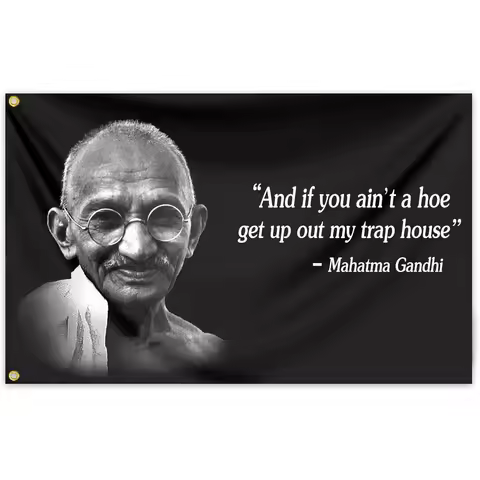 Gandhi Flag 3x5 Ft Funny Meme Man Cave Banner for Dorm Room Decor, Bedroom or Home Office Wall Hangi