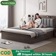 Solid Wood Bed Frame With Soft Bag Wooden Bed Frame Single/Queen/King Bed Frame Storage Style.