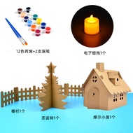 DIY Paper House Childrens Handcraft Assembly House Color Drawing Paper Box Toy House Creative Cardbo