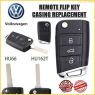 VW Volkswagen 3 Button Flip Remote Key Shell Casing HU66 HU162T Golf 7 Polo Passat Jetta Tiguan